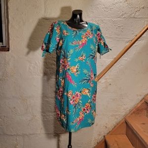 Chloe + Rene Tropical Print Linen Blend Shift Dress Size L